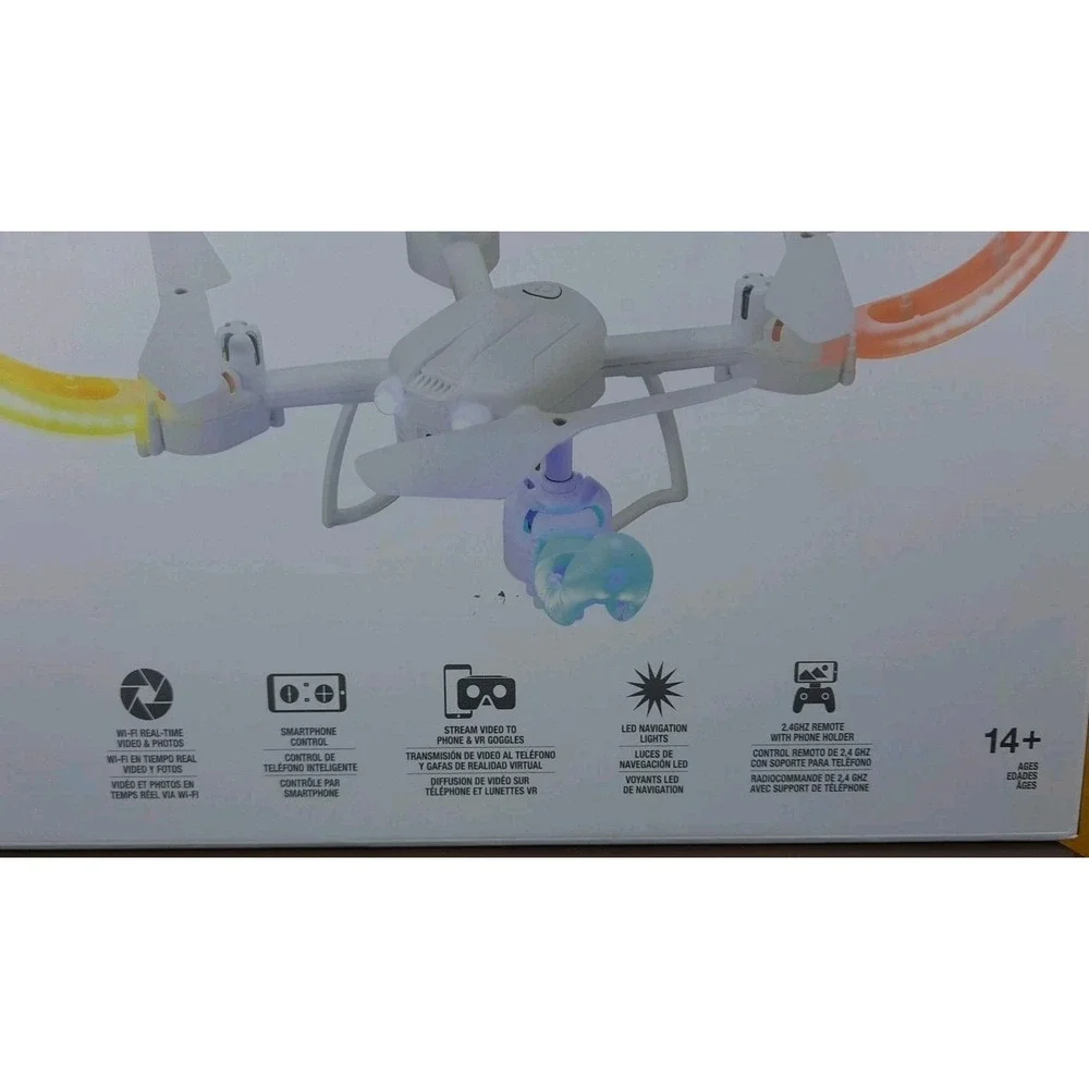 X-35 Firefly Quadcopter White Drone Wi-Fi Camera &‎ LED Lights DRWL335W